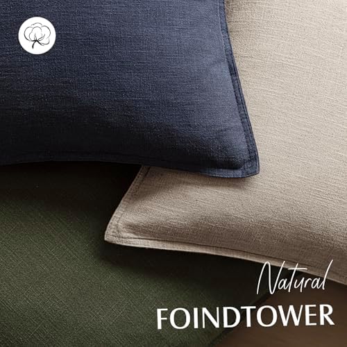 Foindtower Linen Solid Decorative Throw Pillow Covers 18x18 Natural Linen - Image 4