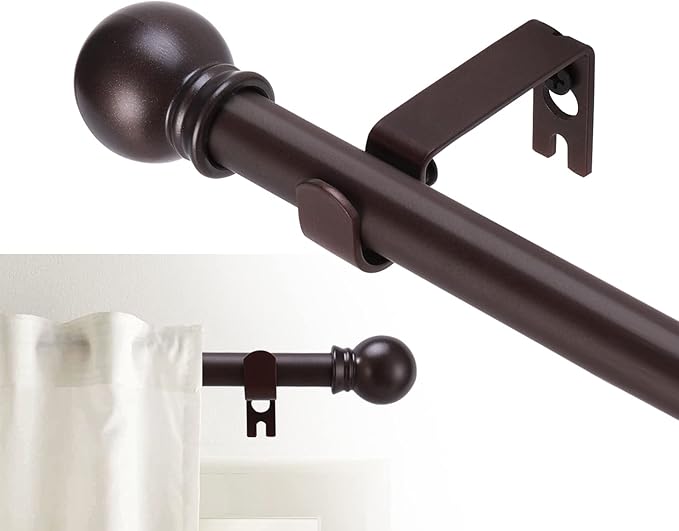 GXOACKJ Curtain Rods for windows 32-48 inch, 5/8 inch Decorative Brown Splicing by GXOACKJ