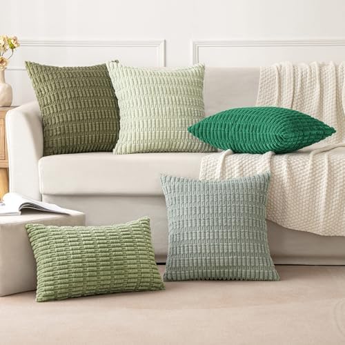 MIULEE Christmas Corduroy Decorative Pillow Covers 20x20 Green Pack of 2 - Image 3