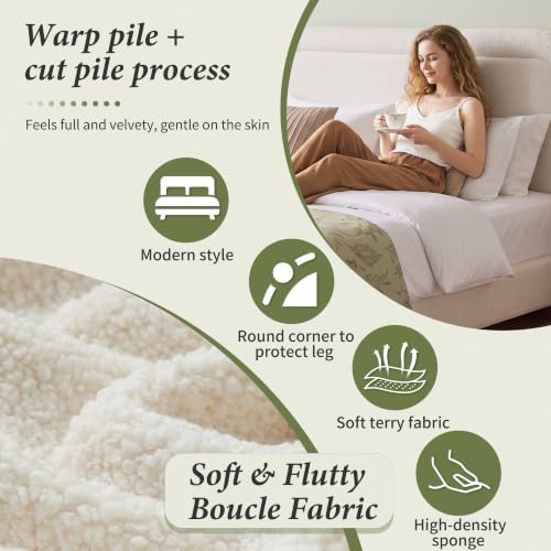 WEUP Queen Size Platform Bed Frame, Boucle Upholstered Bed - Image 3