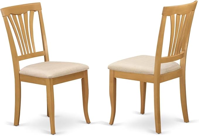East West Furniture ANAV5-OAK-C 5 Piece Kitchen Table Set for 4 Includes a Round Dining Table with Pedestal and 4 Linen Fabric Dining Room Chairs, 36x36 Inch, Oak
