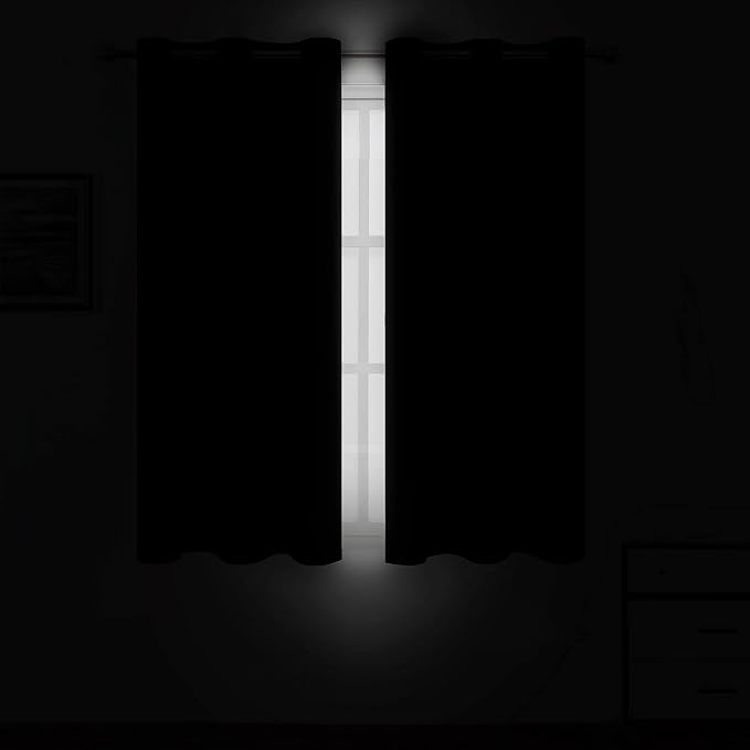 LEMOMO Black Blackout Curtains 40 x 63 Inch Length/Set of 2 Curtain - Image 3