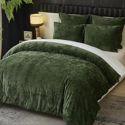 Crushed Velvet Comforter Queen Size Green 5 Pcs Luxury Bedding Set - Image 2