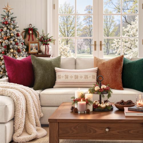 Topfinel Pack of 4 Velvet Pillow Covers 16x16 Couch Decorative Throw Pillows - Image 2