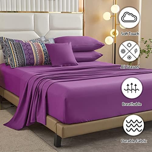 Cottolester Boho Comforter Set King Size, 8 Piece Purple Bed in a Bag - Image 6