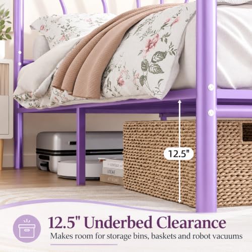 IMMERSTABLE Full Metal Bed Frame, Heart-Shaped Platform Bed - Image 4