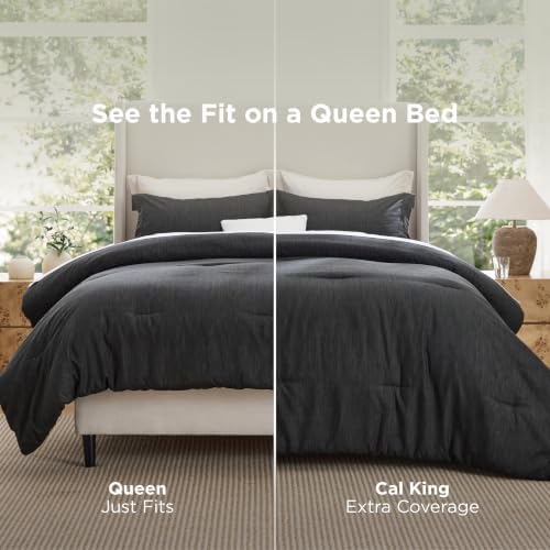 Bedsure Charcoal Queen Comforter Set, Soft Cationic Dyed Bedding Set 3 Pcs - Image 4