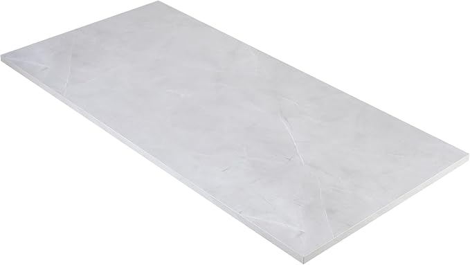 Kaboon Universal Tabletop 45.67"x23.62", Solid One-Piece Melamine Table Top, Double Desk L-Desk DIY, Home and Office, White Rock