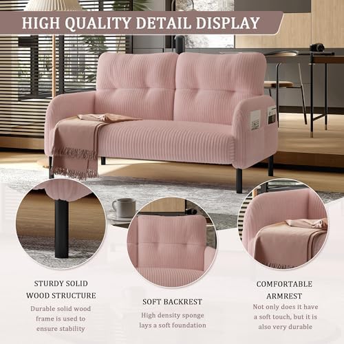 47" Corduroy Loveseat Sofa, 2 Seat Small Couch - Image 4