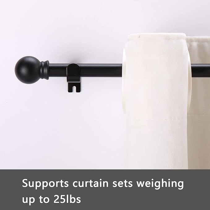 GXOACKJ Curtain Rods for windows 32-62 inch, 5/8 inch Decorative Matte Black - Image 2