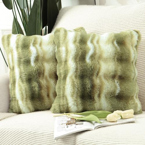 MADIZZ Pack of 2 Thick Plush Faux Wool Throw Pillow Covers Soft Boho Throw by Madizz