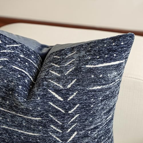 BlissBlush Decorative Long Lumbar Pillow Cover 14x36 Blue Chenille - Image 5
