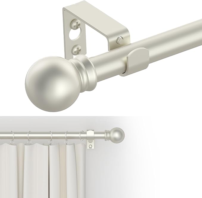 GXOACKJ Curtain Rods for windows 28-78 inch, 5/8 inch Decorative Nickel by GXOACKJ