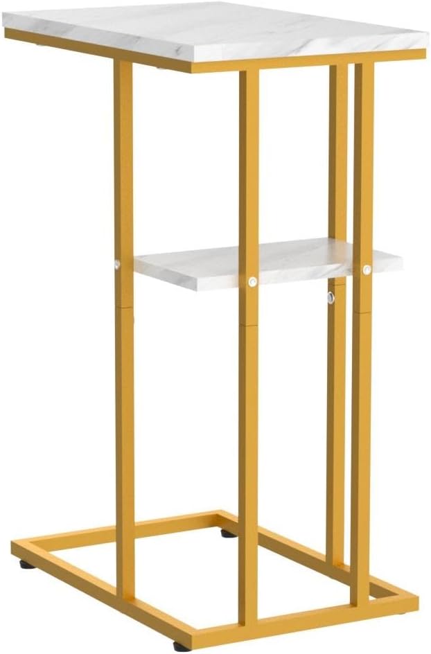 Yoobure C Shaped End Table Set of 2, Side Table for Couch and Bed, Small Side Tables for Small Spaces, Living Room, Bedroom, Rustic Snack Tables
