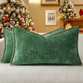 decorUhome Christmas Soft Chenille Throw Pillow Covers 12x20 Set of 2 Green by decorUhome