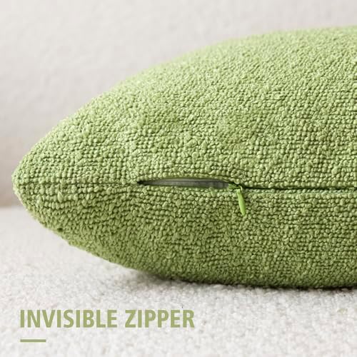 Foindtower Decorative Textured Boucle Throw Pillow Covers 26x26 Lime Green - Image 2