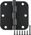 48 Pack Rounded Matte Black Door Hinges 3.5 Inch 5/8" Radius for Interior 3 1/2" Flat Iron Bifold Residential Standard Bedroom Indoor for Doors 3 ½"Hardware House Home Decor Essentials Accessories