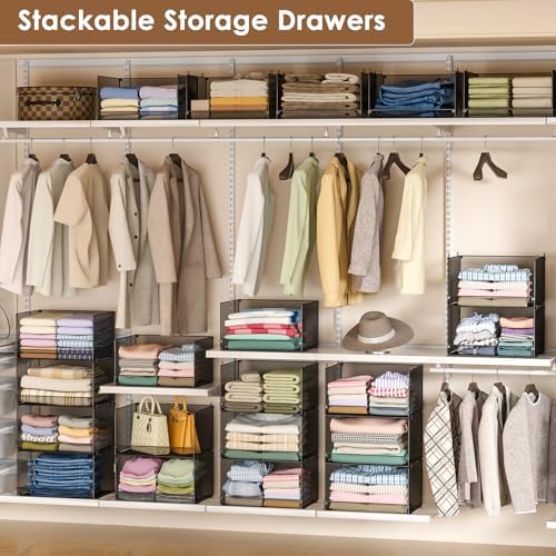4-Tier Stackable Closet Organizers and Storage, Metal Wire Storage Shelves - Image 3