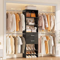 Walk-in Closet System, Wall Mounted Garment Rack, Closet Shelving Black by ComfyCorner