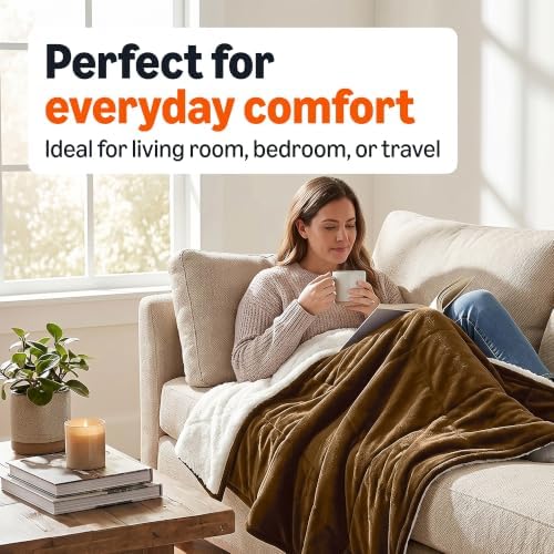 Amazon Basics Reversible Sherpa Throw Blanket, Soft Flannel and Plush - Image 3