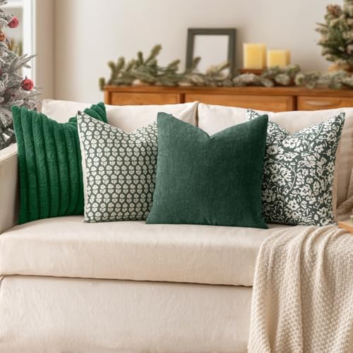 MIULEE Christmas Dark Green Chenille Couch Euro Throw Pillow Covers - Image 2