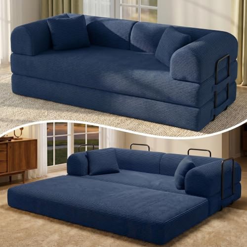 79" Convertible Futon Sofa Bed, Boneless Couch by ZQRhome