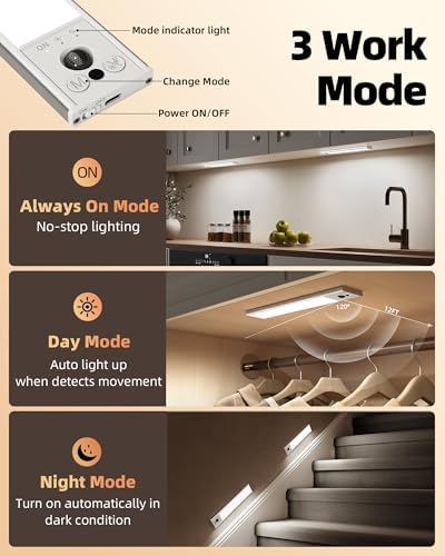 EZVALO 10inch Under Cabinet Lighting, 2 Pack 2400mAh Rechargeable Wireless - Image 5