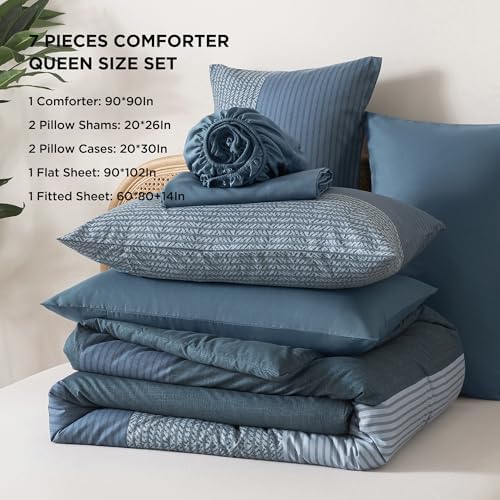 Andency Queen Comforter Set, Haze Blue, 7 Pieces - Image 7