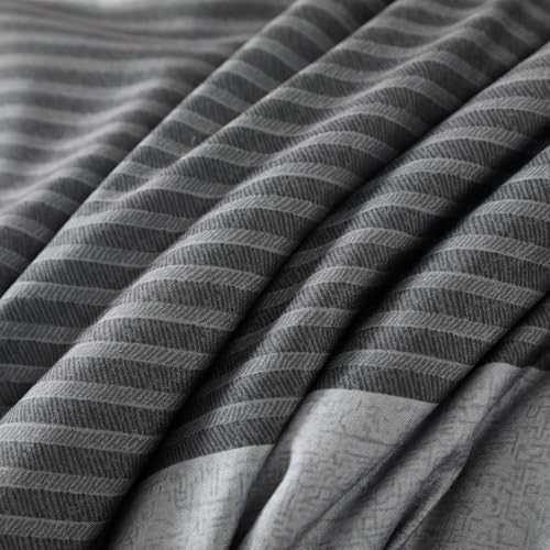 Grey Queen Comforter Set, 7 Pieces Striped Bed in a Bag Queen - Image 7