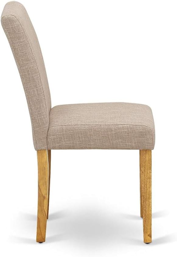 East West Furniture CAAB5-OAK-04 5 Piece Dining Table Set for 4 Includes a Rectangle Kitchen Table and 4 Light Tan Linen Fabric Parson Dining Chairs, 36x60 Inch, Oak