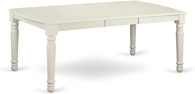 East West Furniture LGDA9-LWH-13 9 Piece Kitchen Set Includes a Rectangle Dining Table with Butterfly Leaf and 8 Polyester Fabric Upholstered Chairs, linen white
