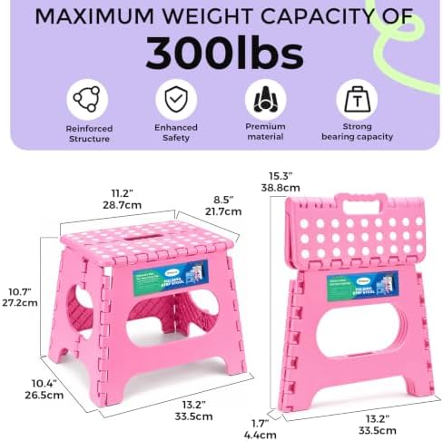 Dyforce Kids Step Stool 11 Inch, 300lbs Folding Step Stool - Image 2