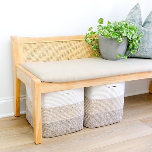 NaturalCozy 13 Inch Cube Storage Bins Cotton Rope Woven Baskets - Image 5