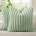 decorUhome Fall Faux Fur Throw Pillow Covers 18x18 Set of 2 Sage Green by decorUhome