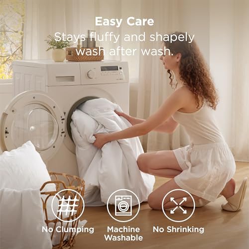 Bedsure King Size Comforter Set White, Soft Prewashed Down Alternative 3Pcs - Image 6
