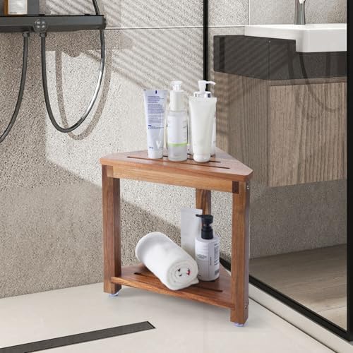Shower Foot Rest 13.5in, Acacia Wood Shower Stool - Image 5