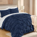 Andency Twin Pinch Pleat Navy Comforter Set 2 Piece Bedding by Andency