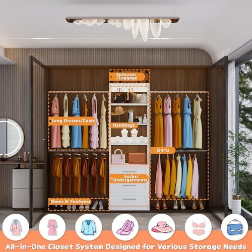 Closet System with 9 Drawers, 8FT-20FT Modular Closet Organizer System with 12 - Image 5