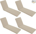 Chaise Lounge Cushions Outdoor Set of 4 - Waterproof and Fade Resistant Sun Lounger Replacement Cushion - Patio Lounger Pads with Removable Cover for Pool, Deck, Lawn, 80 x 26 x 3 Inch, Cream