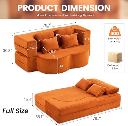 78” Convertible Sofa Bed, Full Size Sleeper Couch - Image 2