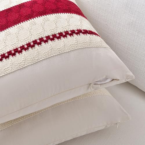 Fancy Homi Set of 1 Boho Red Big Decorative Throw Pillow Cover 24x24 Inch - Image 3