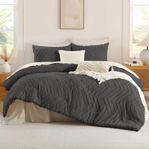 Andency Dark Grey Oversized Super King Comforter Set 120x120 Extra Large - Image 2