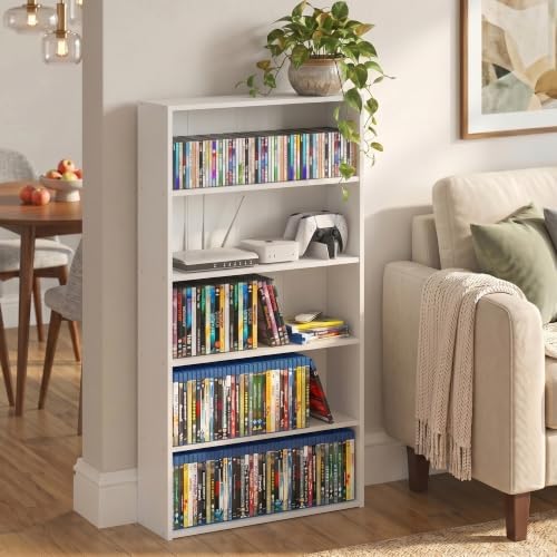 Furinno Basic DVD Shelf, 5-Tier CD Rack, Cube Storage - Image 6