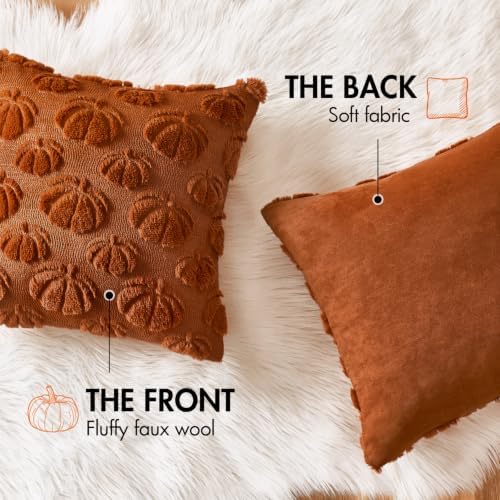 MIULEE Fall Decor Pillow Covers 24x24 Set of 2 Pumpkin Rust - Image 6