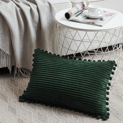 Fancy Homi 2 Pack Dark Green Lumbar Decorative Throw Pillow Covers 14x24 Inch - Image 2