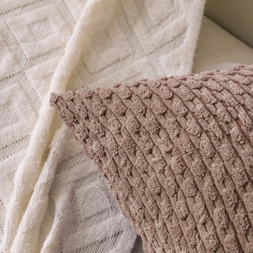 Set of 4 Light Brown Decorative Throw Pillow Covers 26x26 Inch Corduroy Pillow - Image 5