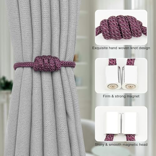 NICEEC 2 Pack Mini Magnetic Curtain Tiebacks Modern Simple Style Drape Tie - Image 2