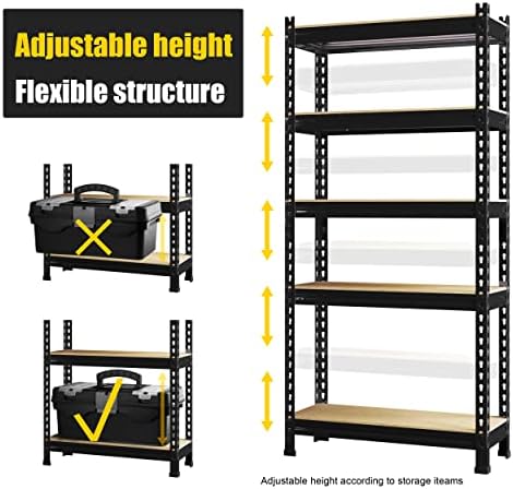 PrimeZone 5-Tier Garage Storage Shelves, Adjustable Metal Shelving - Image 5