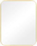 Navaris Rectangular Wall Mirror - 40 x 50 cm (16 x 20 in) Wall-Mounted Mirror with Gold Metal Frame - for Living Room Bedroom Bathroom - Horizontal or Vertical