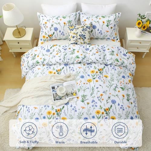 Mooreeke Floral King Size Comforter Sets, Dandelion Floral Botanical Patterned - Image 2